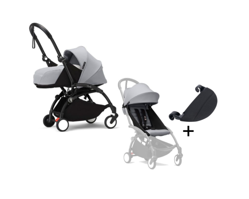 Stokke YOYO³ Kinderwagen Compleet met 0+ Newborn Pack Stone – Black Frame met gratis voetenplankje