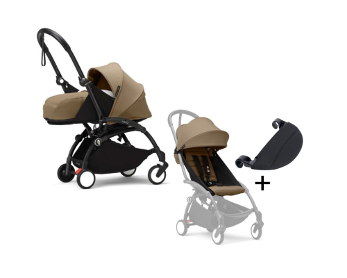 Stokke YOYO³ Kinderwagen Compleet met 0+ Newborn Pack Toffee – Black Frame met gratis leg rest