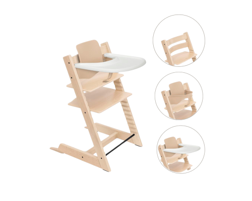 Stokke Tripp Trapp Stoel Bundel met BabySet² en Tray - Natural