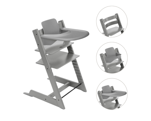Stokke Tripp Trapp Stoel Bundel met BabySet² en Tray - Storm Grey
