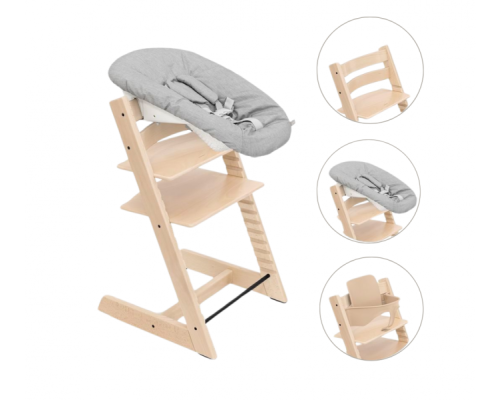 Stokke Tripp Trapp Stoel Bundel met BabySet² Natural en Newborn Set Grey