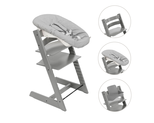 Stokke Tripp Trapp Stoel Bundel met BabySet² Storm Grey en Newborn Set Grey