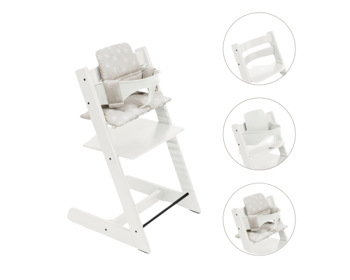 Stokke Tripp Trapp Stoel Bundel met BabySet² White en Kussen Star Silver