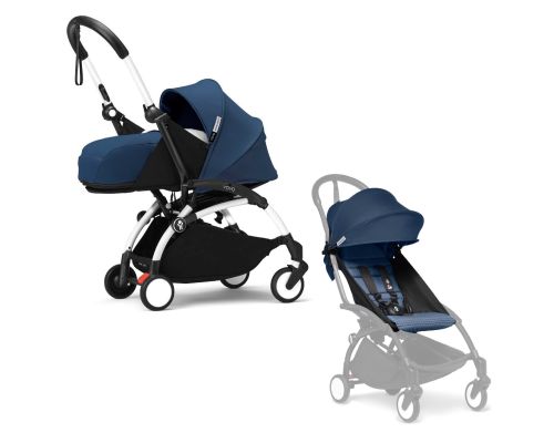 Stokke YOYO³ Kinderwagen Compleet met 0+ Newborn Pack Air France Blue – White Frame