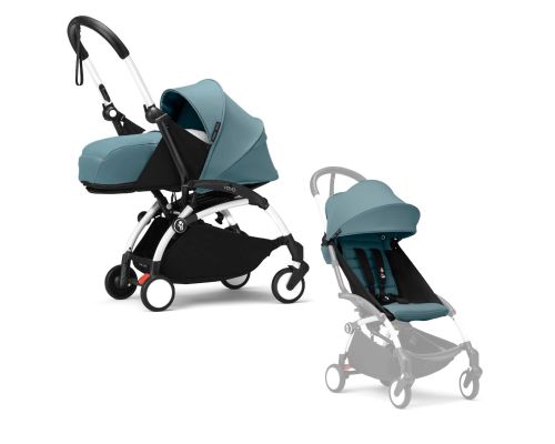 Stokke YOYO³ Kinderwagen Compleet met 0+ Newborn Pack Aqua – White Frame