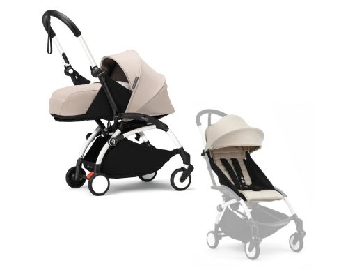 Stokke YOYO³ Kinderwagen Compleet met 0+ Newborn Pack Bonpoint Beige – White Frame