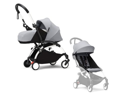 Stokke YOYO³ Kinderwagen Compleet met 0+ Newborn Pack Stone – White Frame