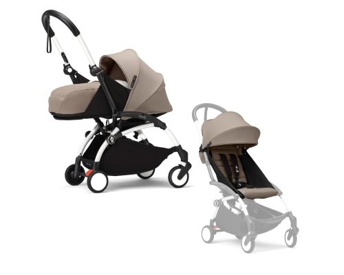 Stokke YOYO³ Kinderwagen Compleet met 0+ Newborn Pack Taupe – White Frame