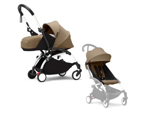 Stokke YOYO³ Kinderwagen Compleet met 0+ Newborn Pack Toffee – White Frame