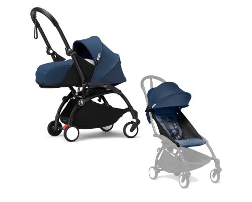 Stokke YOYO³ Kinderwagen Compleet met 0+ Newborn Pack Air France Blue – Black Frame