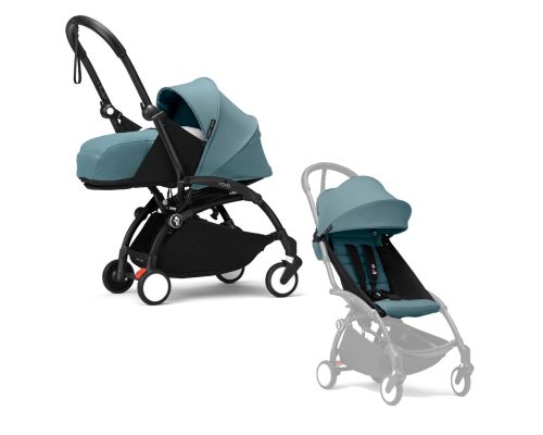 Stokke YOYO³ Kinderwagen Compleet met 0+ Newborn Pack Aqua – Black Frame