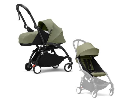 Stokke YOYO³ Kinderwagen Compleet met 0+ Newborn Pack Olive – Black Frame