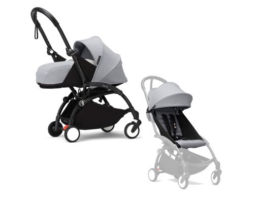 Stokke YOYO³ Kinderwagen Compleet met 0+ Newborn Pack Stone – Black Frame