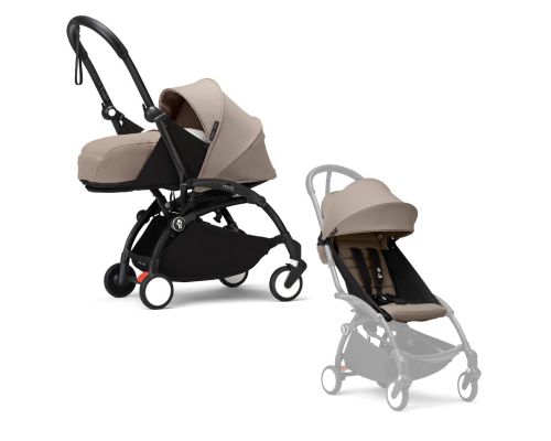 Stokke YOYO³ Kinderwagen Compleet met 0+ Newborn Pack Taupe – Black Frame