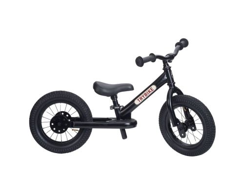 Trybike Steel Loopfiets All Black (mat zwart) zijde met 2 wielen