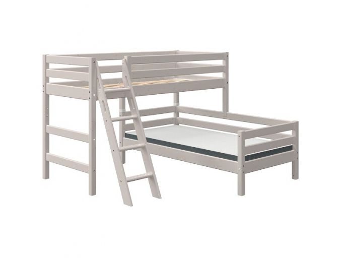 voeden graven Gelijkmatig Flexa Classic Hoekstapelbed met schuine ladder grijs | BabyPlanet