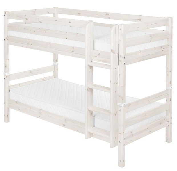 Balling zijn Schandalig Flexa Classic Stapelbed met rechte ladder white wash | BabyPlanet