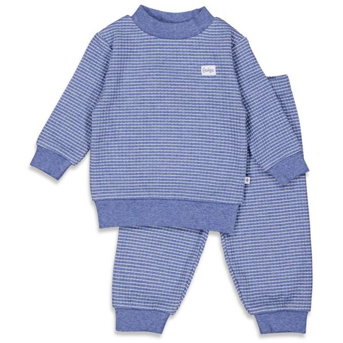 overschot Behandeling pantoffel Feetje Pyjama Wafel Blauw Melange | BabyPlanet