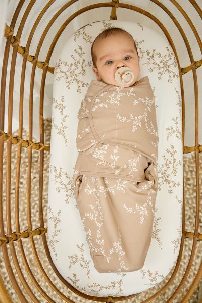 Meyco SwaddleMe Inbakerdoek Gevoerd Branches Sand 0 3 mnd online kopen BabyPlanet